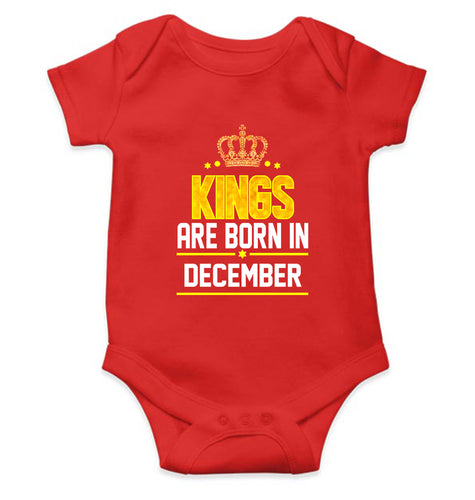 Kings Are Born In December Kids Romper For Baby Boy/Girl-0-5 Months(18 Inches)-RED-Ektarfa.online