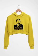 Load image into Gallery viewer, Michael Scott Best Boss Crop HOODIE FOR WOMEN-Mustard yellow-Ektarfa.online
