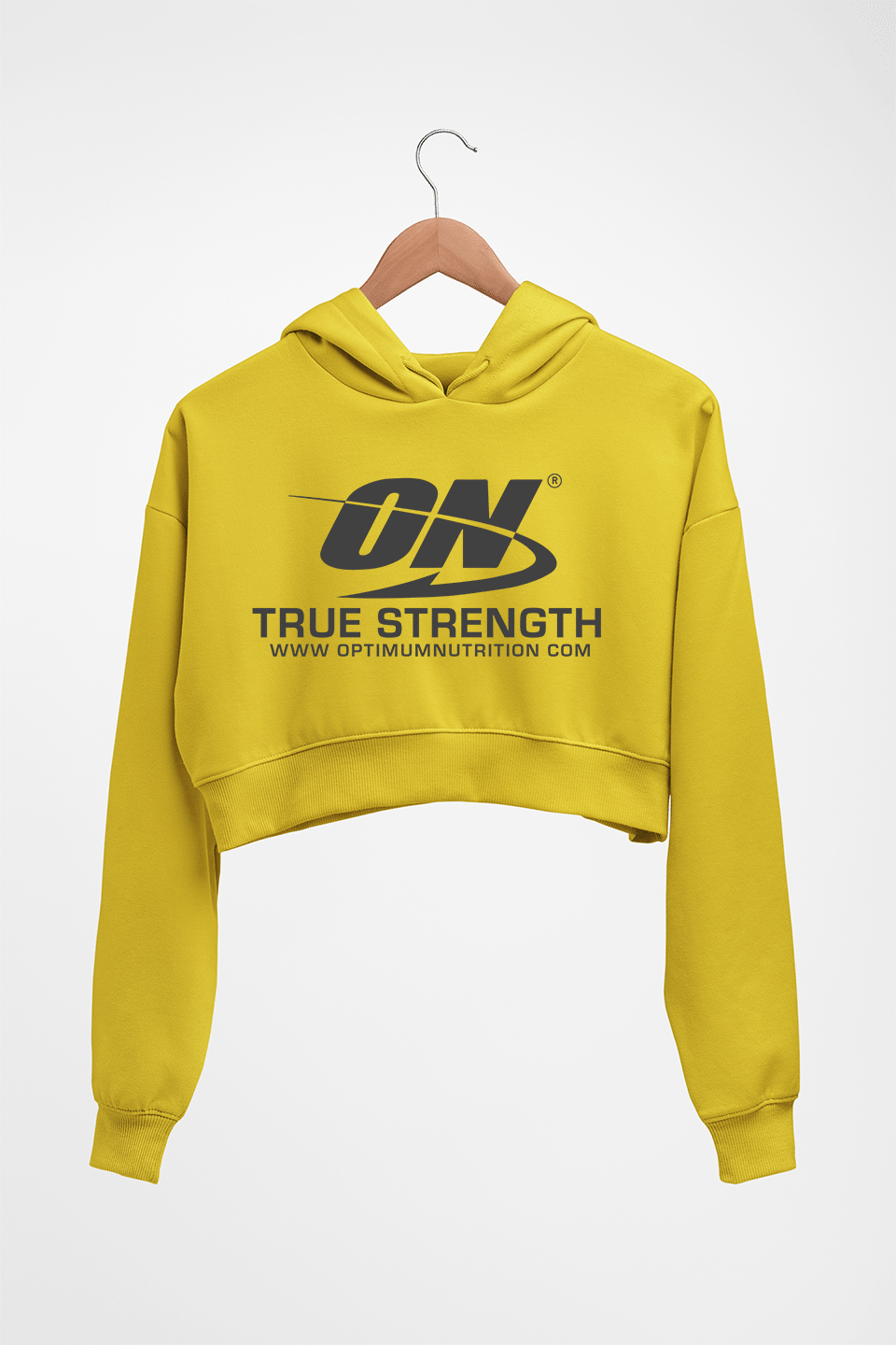 optimum nutrition Crop HOODIE FOR WOMEN-Mustard Yellow-Ektarfa.online