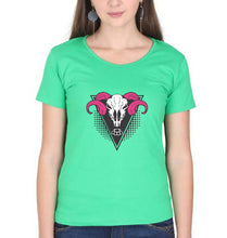 Load image into Gallery viewer, Ram Skull T-Shirt for Women-Flag Green-Ektarfa.online
