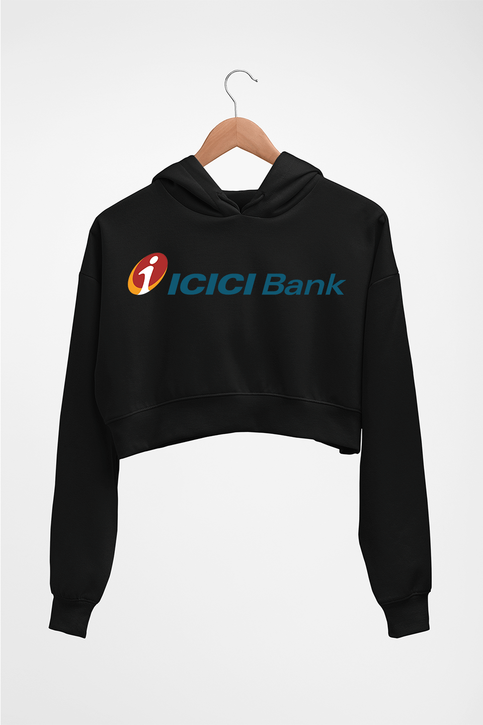 ICICI Bank Crop HOODIE FOR WOMEN-Black-Ektarfa.online