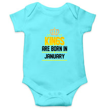 Load image into Gallery viewer, Kings Are Born In January Kids Romper For Baby Boy/Girl-0-5 Months(18 Inches)-Sky Blue-Ektarfa.online
