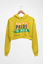 Load image into Gallery viewer, Made in India Crop HOODIE FOR WOMEN-Mustard Yellow-Ektarfa.online
