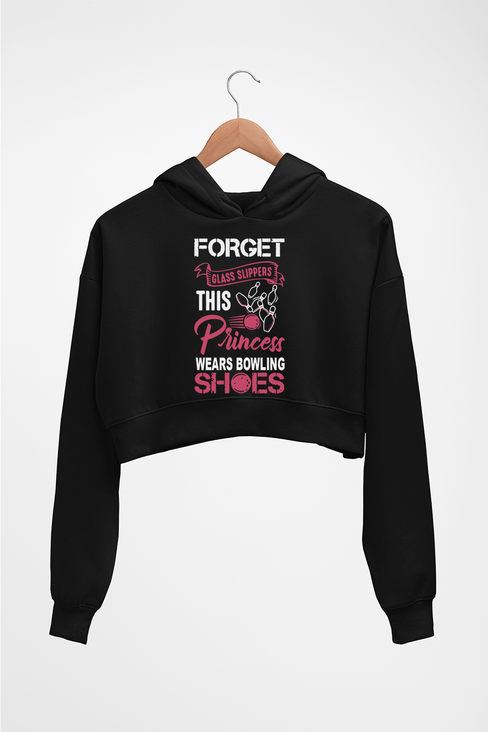 Bowling Princess Crop HOODIE FOR WOMEN-Black-Ektarfa.online