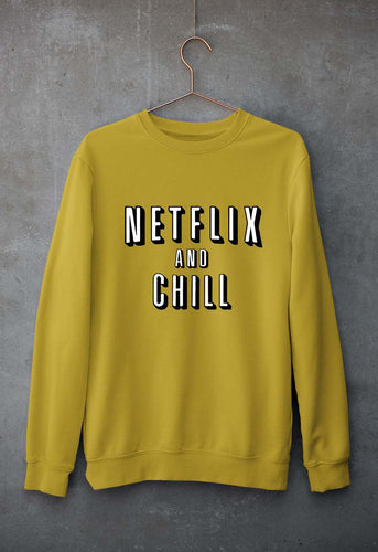 Netflix and Chill Unisex Sweatshirt for Men/Women-Mustard Yellow-Ektarfa.online