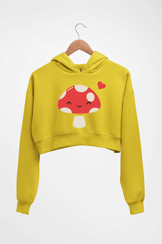 Mushroom Crop HOODIE FOR WOMEN-Mustard Yellow-Ektarfa.online