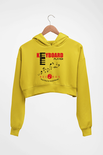 Piano Keyboard Crop HOODIE FOR WOMEN-Mustard Yellow-Ektarfa.online