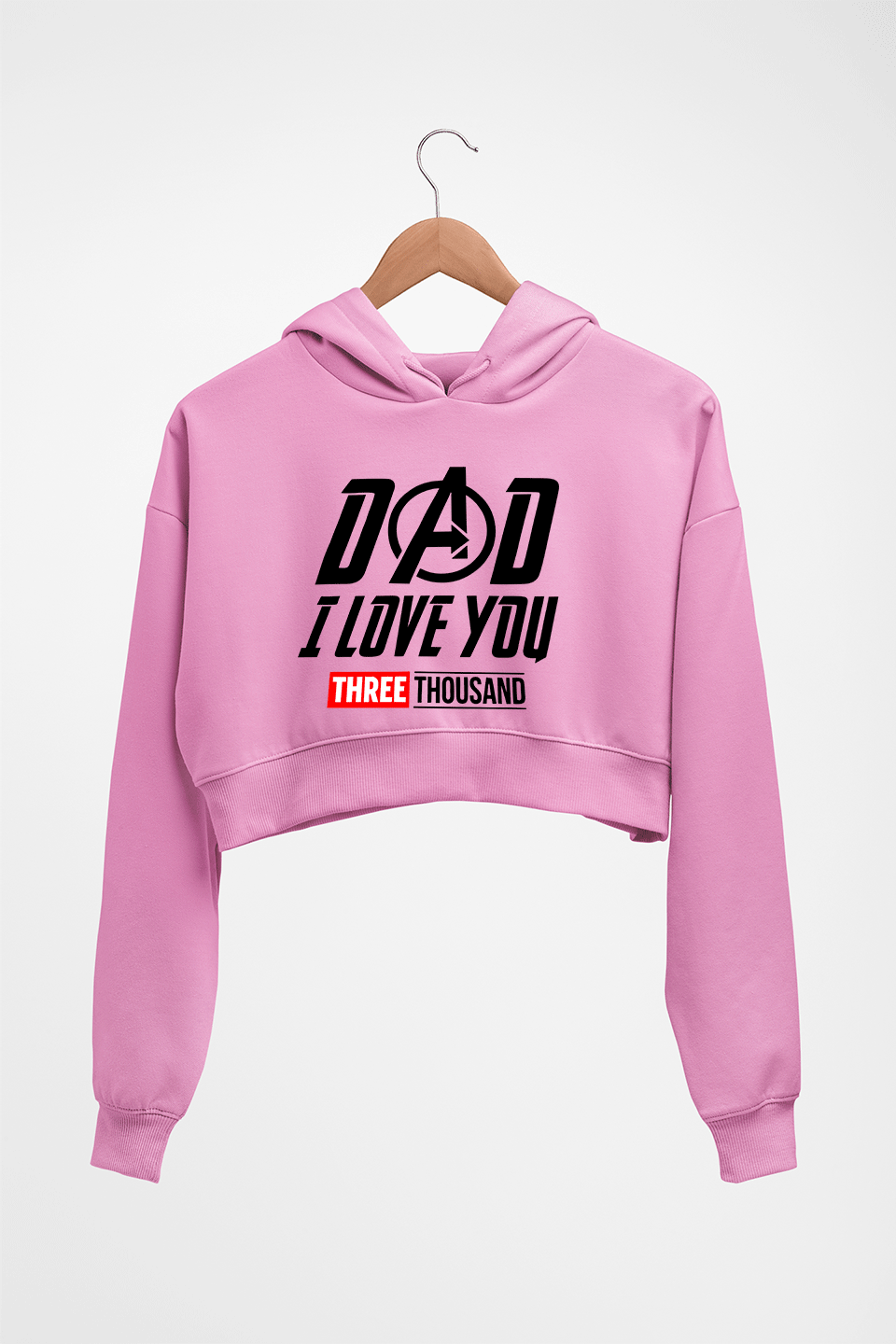Dad I Love You 3000 Crop HOODIE FOR WOMEN-Light Baby Pink-Ektarfa.online
