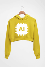 Load image into Gallery viewer, Artificial intelligence (AI) Crop HOODIE FOR WOMEN-Mustard Yellow-Ektarfa.online
