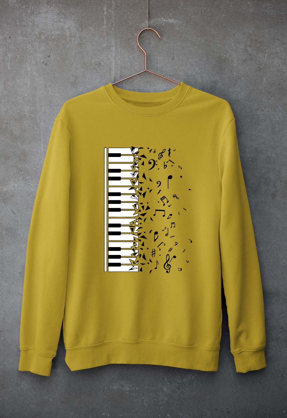 Piano Unisex Sweatshirt for Men/Women-Mustard Yellow-Ektarfa.online