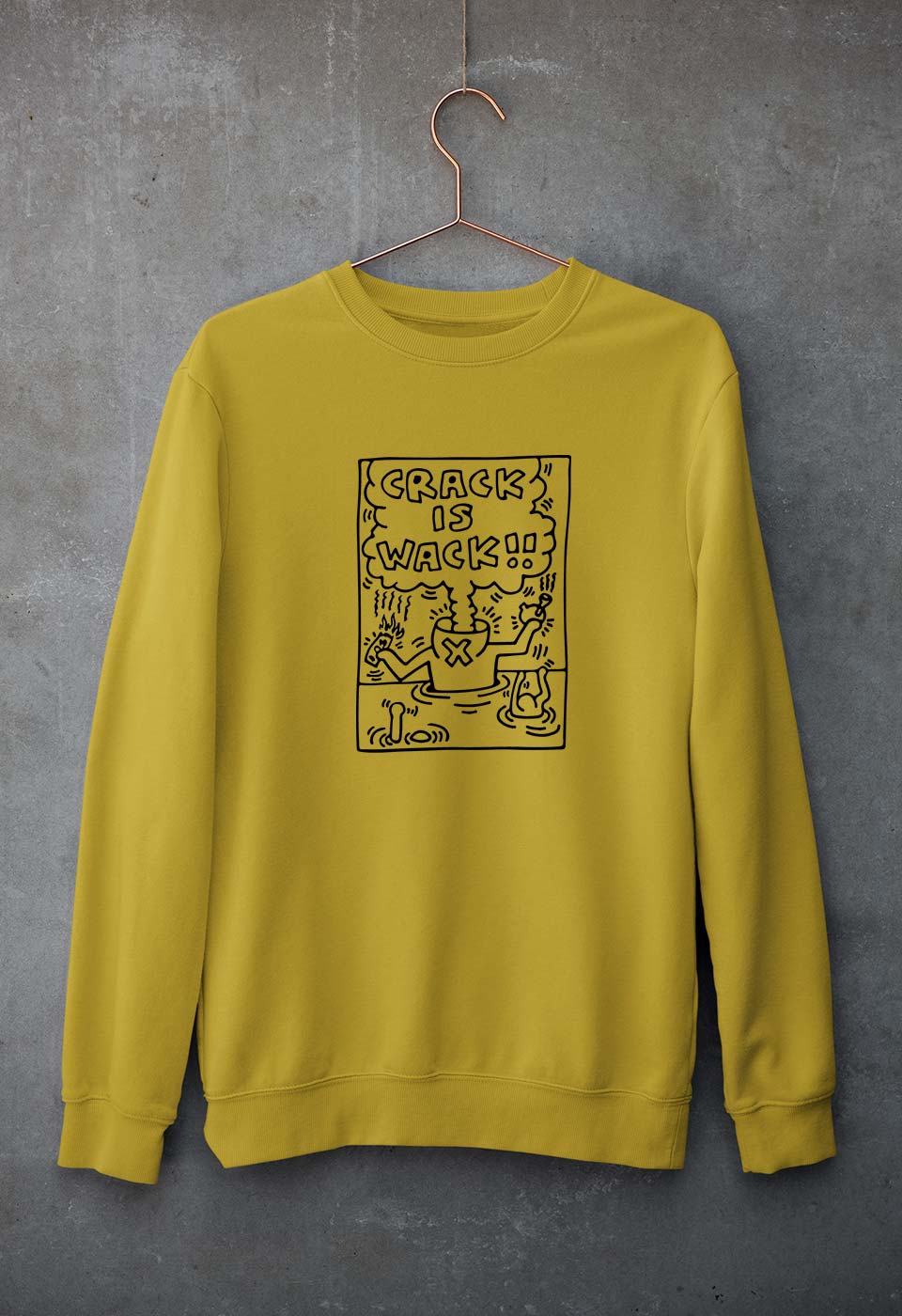 Keith Haring Unisex Sweatshirt for Men/Women-Mustard Yellow-Ektarfa.online