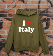 Load image into Gallery viewer, I Love Italy Unisex Hoodie for Men/Women-Olive Green-Ektarfa.online
