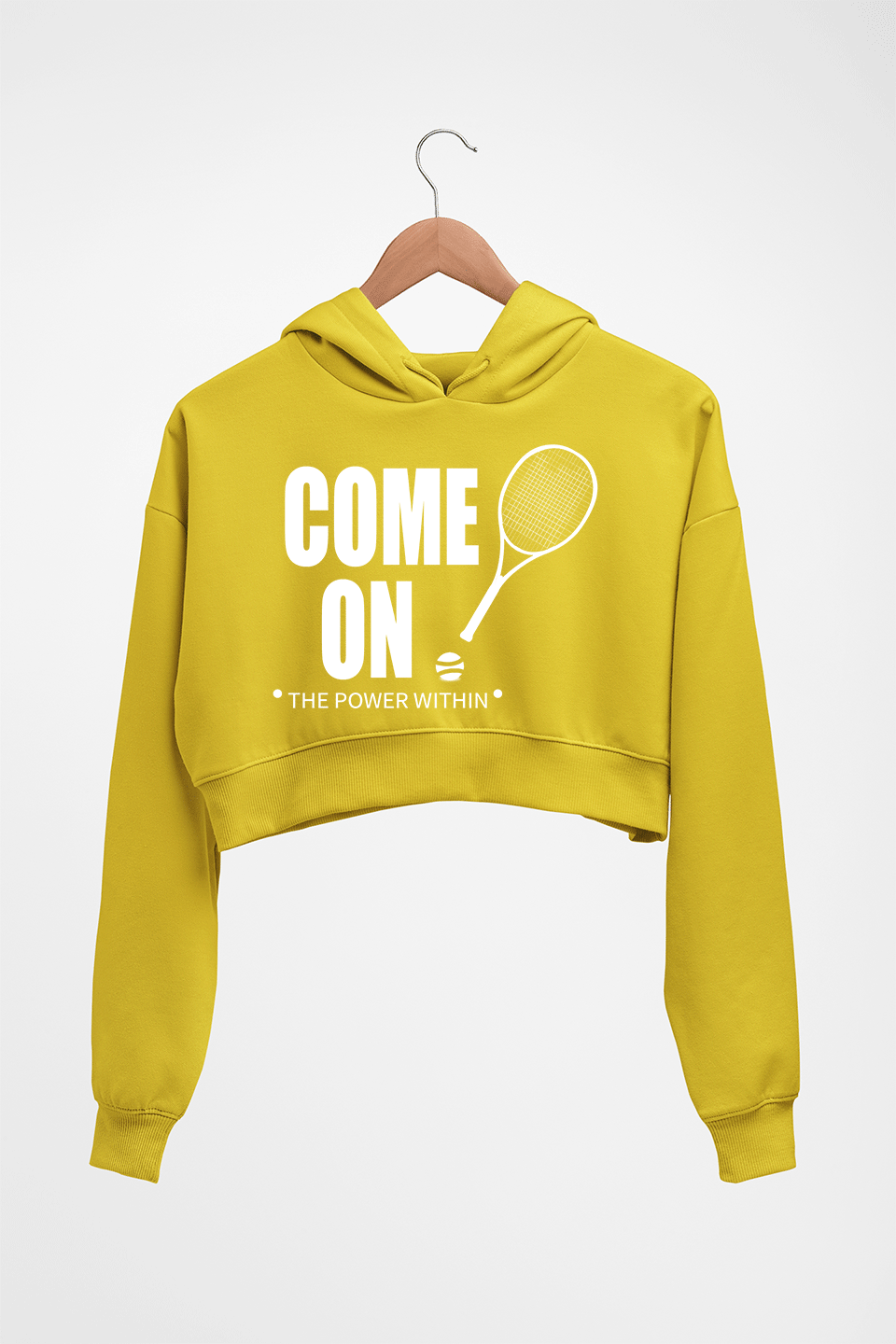 Tennis Crop HOODIE FOR WOMEN-Mustard Yellow-Ektarfa.online