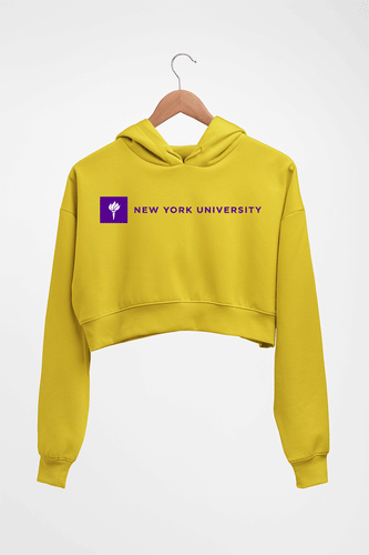 New York University Crop HOODIE FOR WOMEN-Mustard Yellow-Ektarfa.online