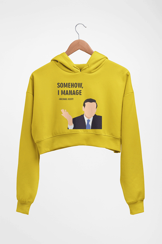 Michael Scott Crop HOODIE FOR WOMEN-Mustard yellow-Ektarfa.online