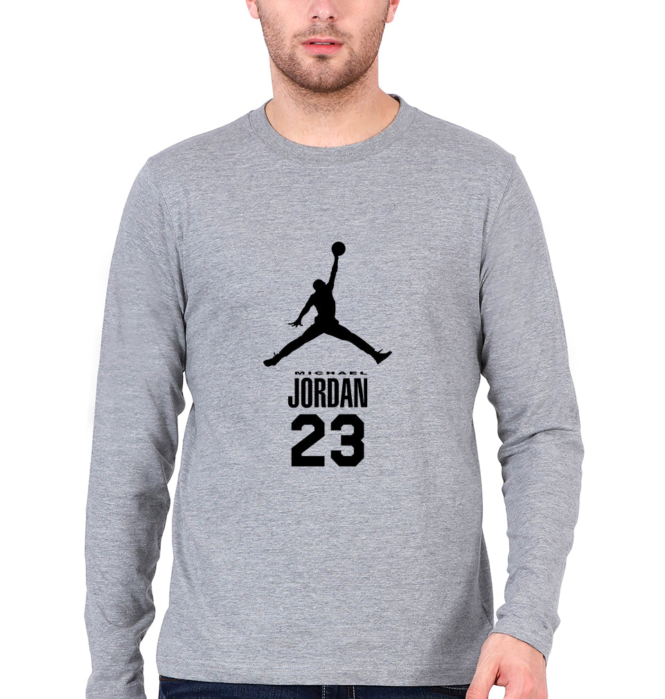 Michael Jordan Full Sleeves T-Shirt for Men-Grey Melange-Ektarfa.online