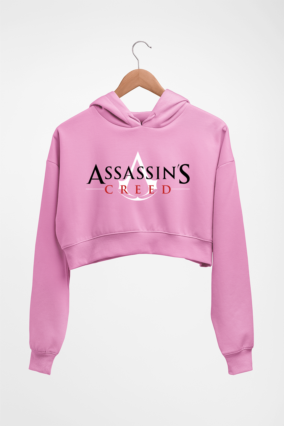 Assassin Creed Crop HOODIE FOR WOMEN-Light Baby Pink-Ektarfa.online