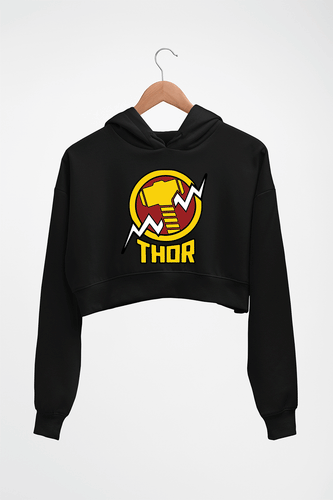 Thor Superhero Crop HOODIE FOR WOMEN-Black-Ektarfa.online