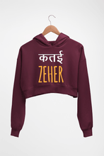 Load image into Gallery viewer, Katai Zeher(Zakir Khan) Crop HOODIE FOR WOMEN-Maroon-Ektarfa.online
