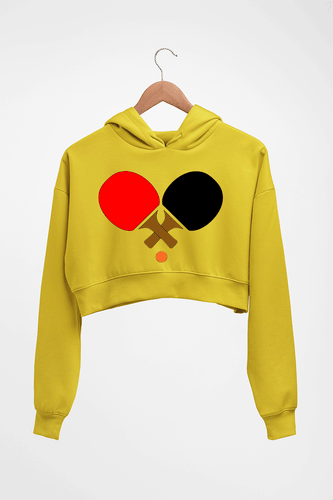 Table Tennie (TT) Crop HOODIE FOR WOMEN-Mustard Yellow-Ektarfa.online