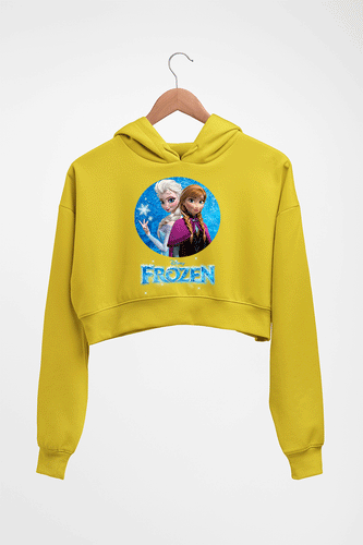 Frozen Elsa Crop HOODIE FOR WOMEN-Mustard yellow-Ektarfa.online
