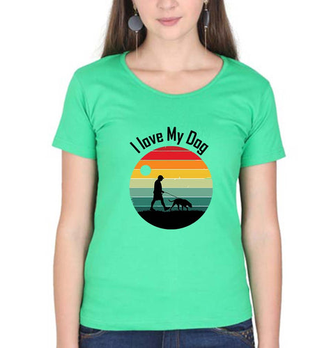 Love Dog T-Shirt for Women-Flag Green-Ektarfa.online
