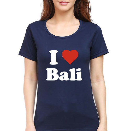 I Love Bali T-Shirt for Women-Navy Blue-Ektarfa.online