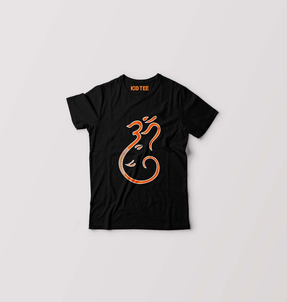 Om Ganesh T-Shirt for Boy/Girl-Black-Ektarfa.online