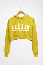 Load image into Gallery viewer, Chess Crop HOODIE FOR WOMEN-Mustard Yellow-Ektarfa.online
