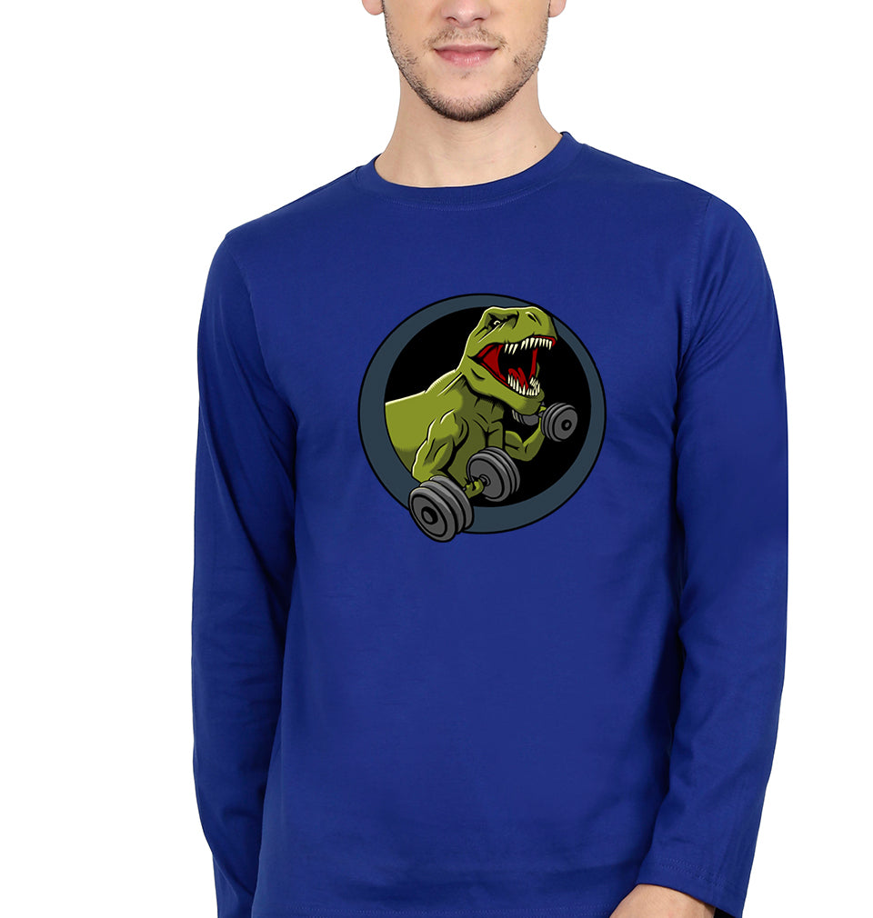 Angry T-Rex Gym Full Sleeves T-Shirt for Men-Royal Blue-Ektarfa.online
