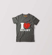 Load image into Gallery viewer, I Love Rugby Kids T-Shirt for Boy/Girl-Charcoal-Ektarfa.online
