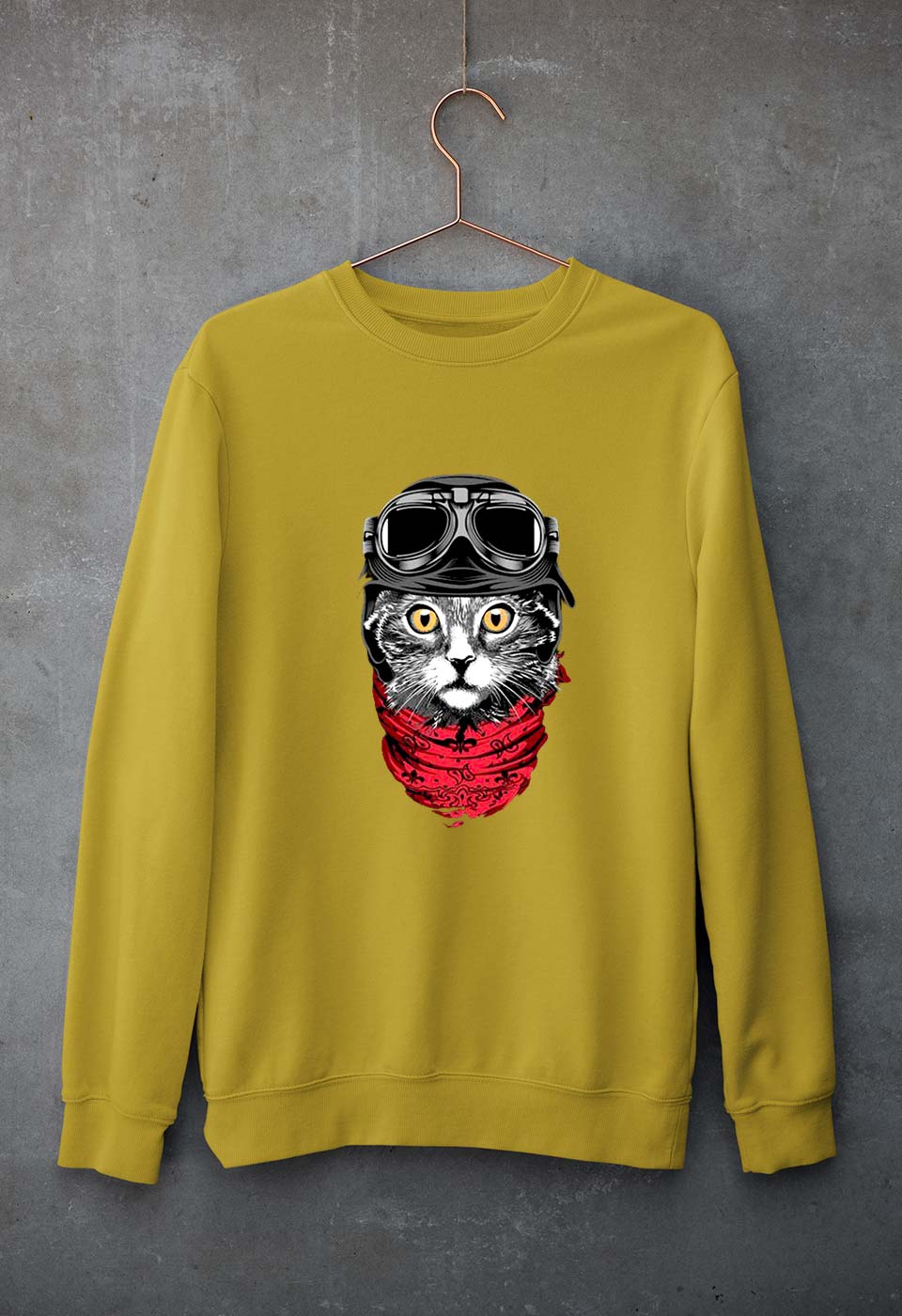 Cat Unisex Sweatshirt for Men/Women-Mustard Yellow-Ektarfa.online