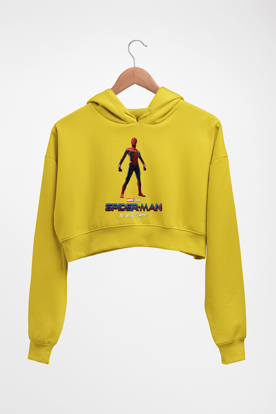 Spiderman Superhero Crop HOODIE FOR WOMEN-Mustard Yellow-Ektarfa.online