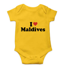 Load image into Gallery viewer, I Love Maldives Kids Romper For Baby Boy/Girl-0-5 Months(18 Inches)-Yellow-Ektarfa.online
