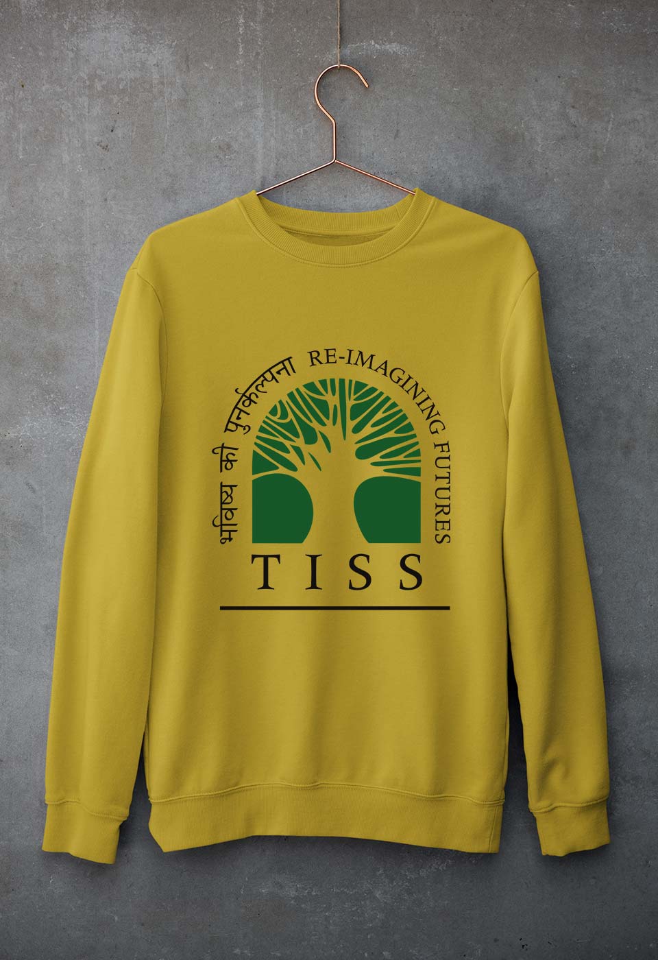 Tata Institute of Social Sciences (TISS) Unisex Sweatshirt for Men/Women-Mustard Yellow-Ektarfa.online