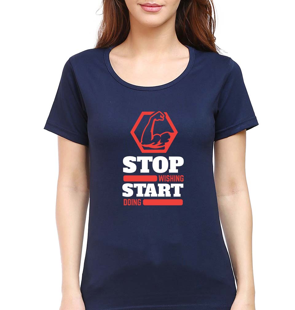 Gym T-Shirt for Women-Navy Blue-Ektarfa.online