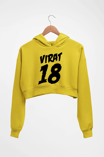 Virat Kohli Crop HOODIE FOR WOMEN-Mustard yellow-Ektarfa.online