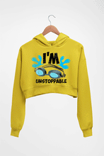 Load image into Gallery viewer, Swimming Crop HOODIE FOR WOMEN-Mustard Yellow-Ektarfa.online
