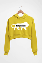Load image into Gallery viewer, Make in India Crop HOODIE FOR WOMEN-Mustard Yellow-Ektarfa.online

