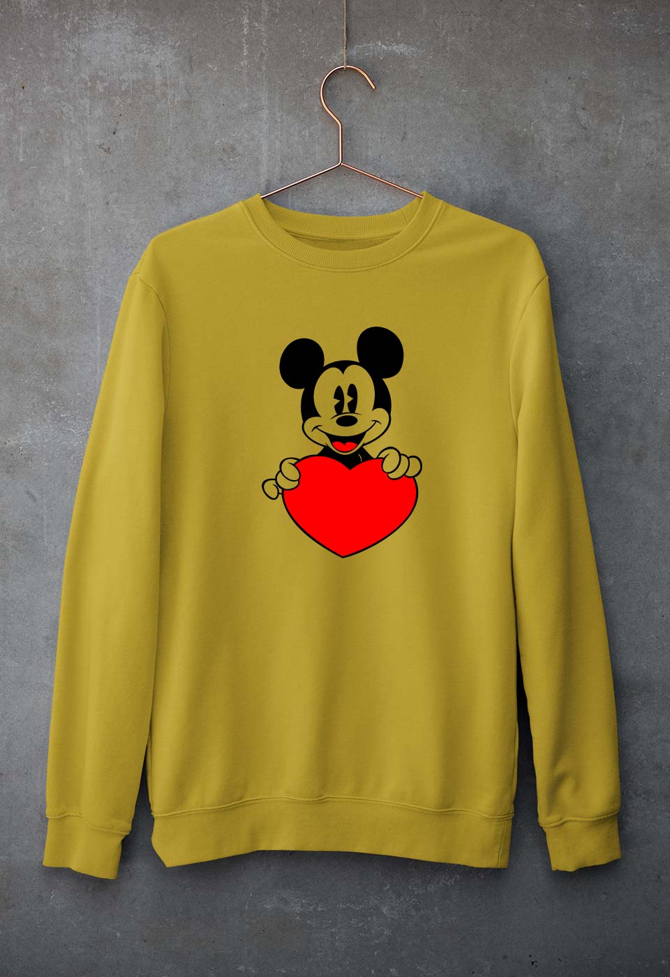 Mickey Mouse Unisex Sweatshirt for Men/Women-Mustard Yellow-Ektarfa.online