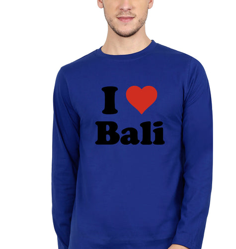 I Love Bali Full Sleeves T-Shirt for Men-Royal blue-Ektarfa.online