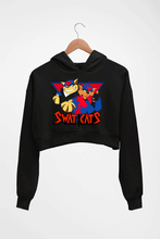 Load image into Gallery viewer, Swat Kats Crop HOODIE FOR WOMEN-Black-Ektarfa.online
