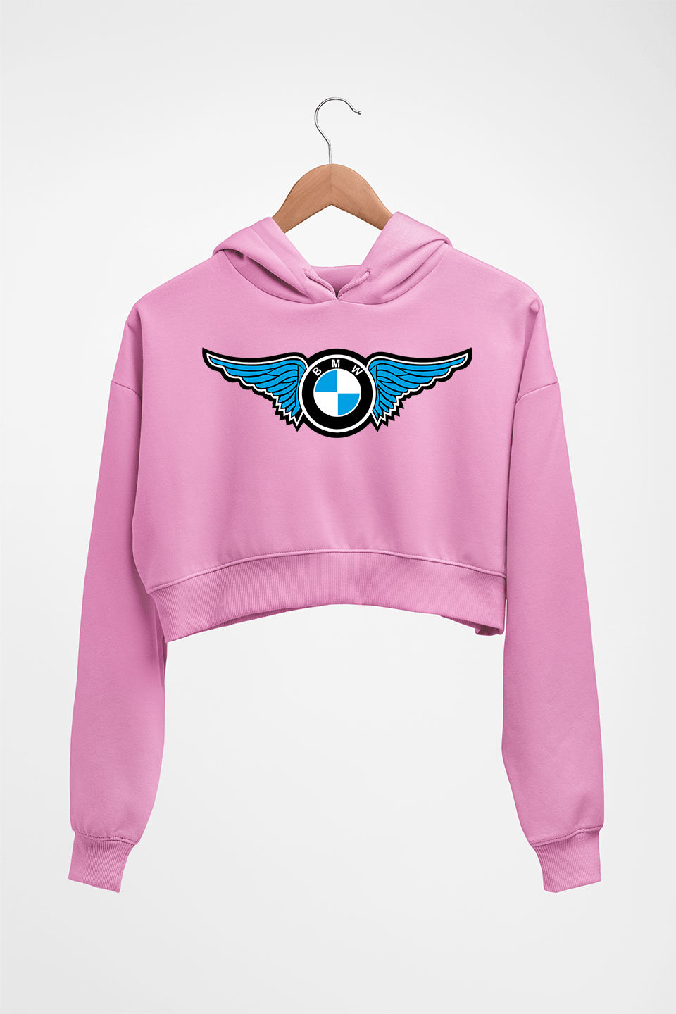 BMW Crop HOODIE FOR WOMEN-Light Baby Pink-Ektarfa.online