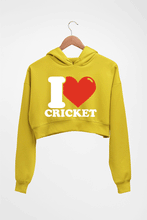 Load image into Gallery viewer, I Love Cricket Crop HOODIE FOR WOMEN-Mustard Yellow-Ektarfa.online
