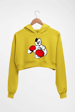 Load image into Gallery viewer, Pitbull Boxing Crop HOODIE FOR WOMEN-Mustard Yellow-Ektarfa.online
