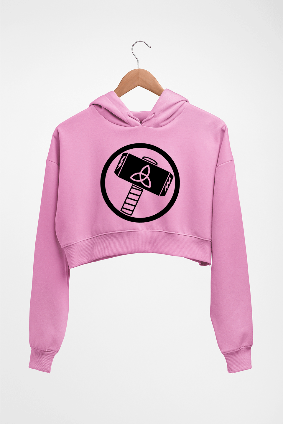 Thor Superhero Crop HOODIE FOR WOMEN-Light Baby Pink-Ektarfa.online