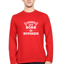 Load image into Gallery viewer, Legends are Born in November Full Sleeves T-Shirt for Men-Red-Ektarfa.online
