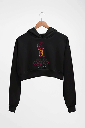 FIFA World Cup Qatar 2022 Crop HOODIE FOR WOMEN-Black-Ektarfa.online