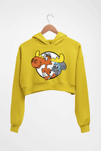 Load image into Gallery viewer, The Adventures of Rocky and Bullwinkle and Friends Crop HOODIE FOR WOMEN-Mustard Yellow-Ektarfa.online
