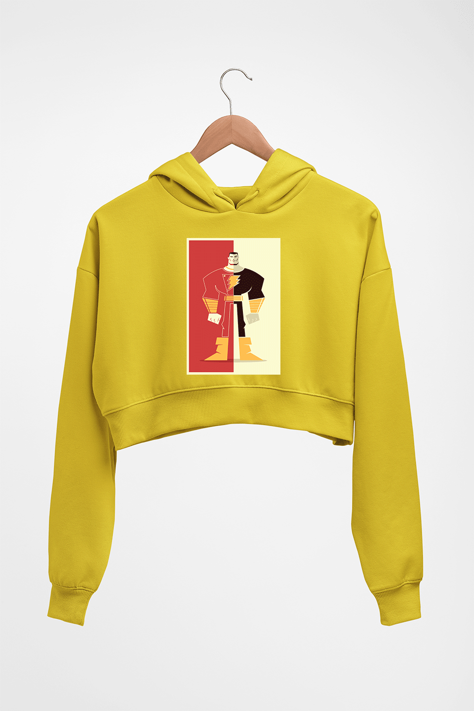 Black Adam Crop HOODIE FOR WOMEN-Mustard Yellow-Ektarfa.online